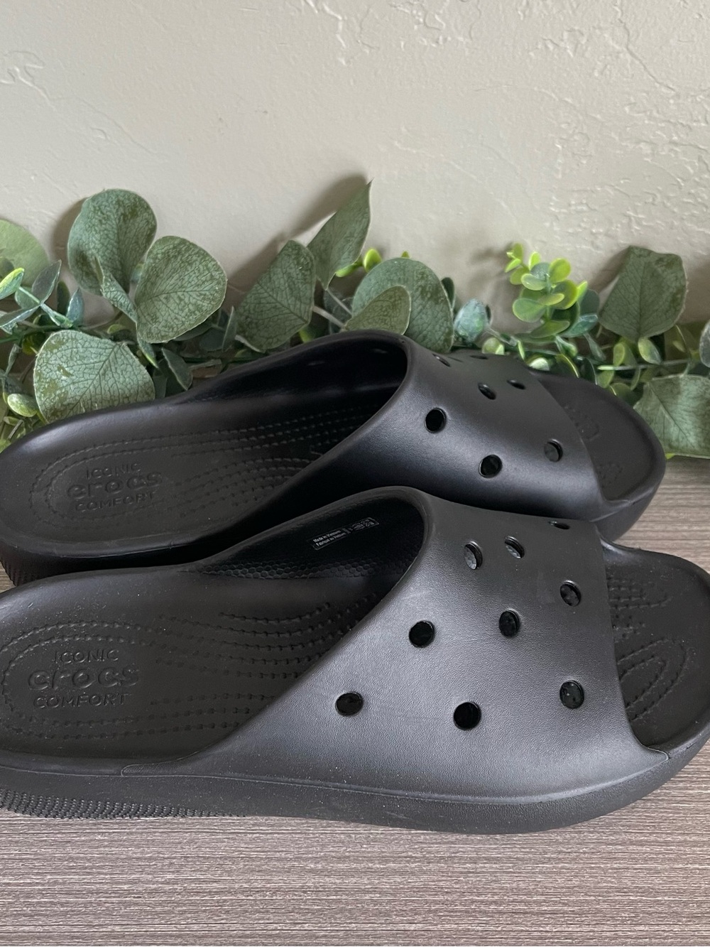 Crocs Classic Platform Slides Black Womens Size 10